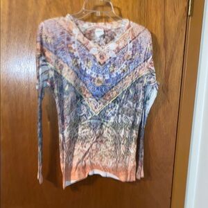Multicolor V-Neck Women's Top